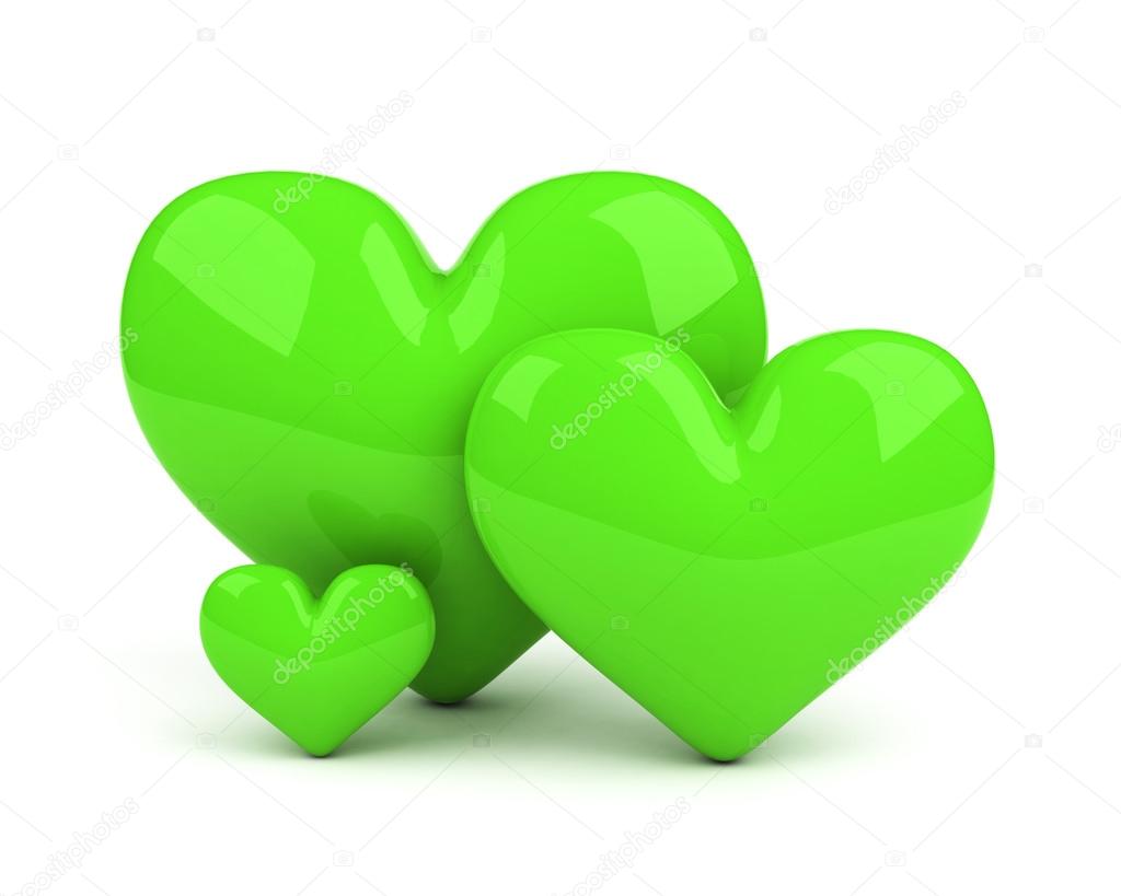 1024x819 Three Green Hearts Stock Photo Garloon