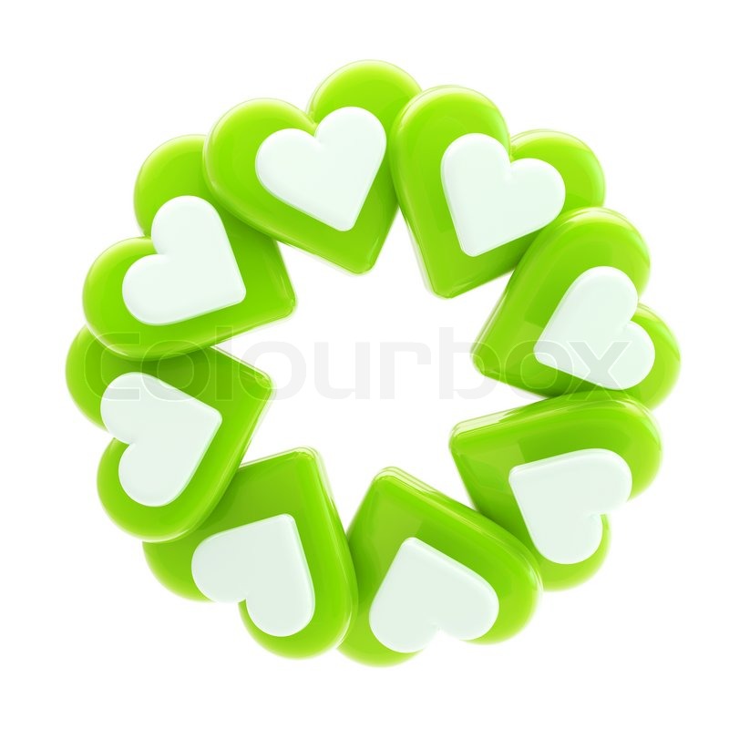 800x800 Abstract Round Glossy Circle Frame Made Of Green And White Hearts