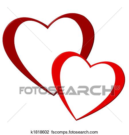 450x470 Clip Art Of Two Hearts K1818602