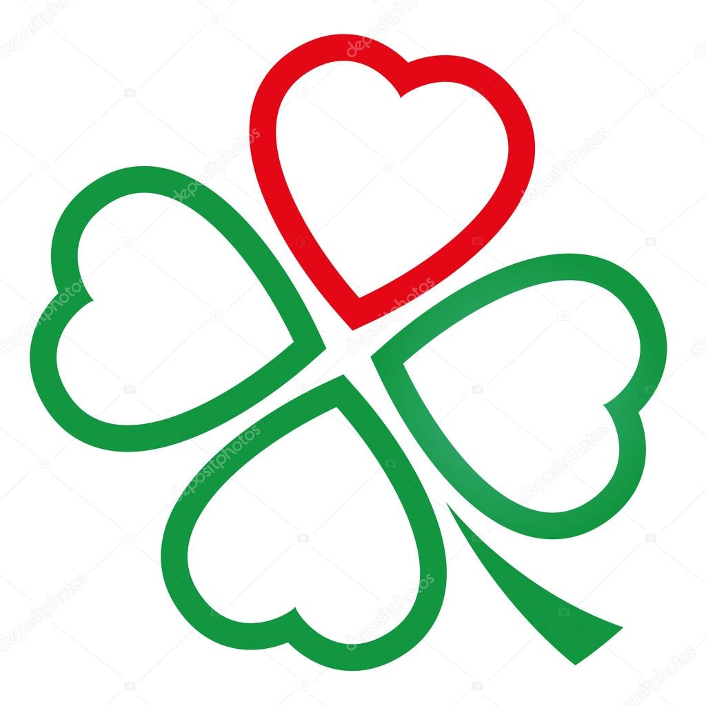 1024x1024 Cloverleaf Hearts Outline Icon Stock Vector Furian