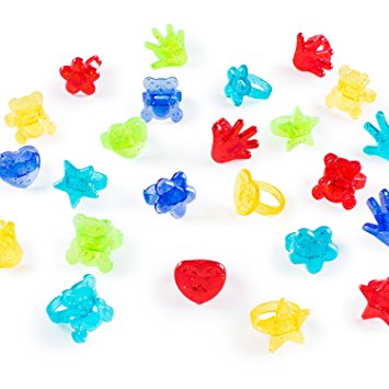 355x355 Colorful Assorted Plastic Glitter Toy Rings Bag