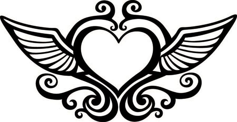 760x391 Wings Clipart Black Heart