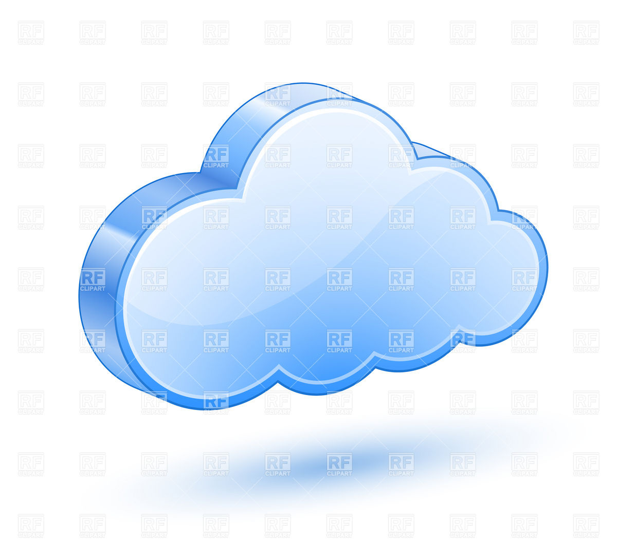1200x1055 Glossy Blue Cloud With Shadow Royalty Free Vector Clip Art Image