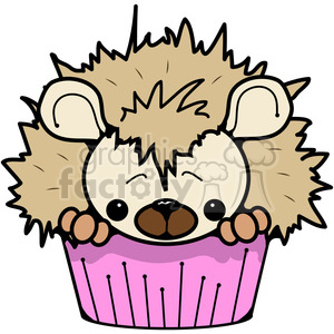 300x300 Royalty Free Cupcake Hedgehog In Color 387217 Vector Clip Art