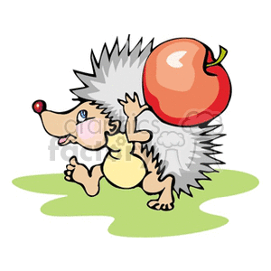 300x300 Royalty Free Hedgehog Carrying An Apple 130862 Vector Clip Art