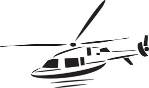300x177 Black And White Helicopter While Landing. Royalty Free Stock Image