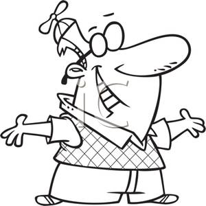 300x300 Black And White Cartoon Of A Man Wearing A Helicopter Hat
