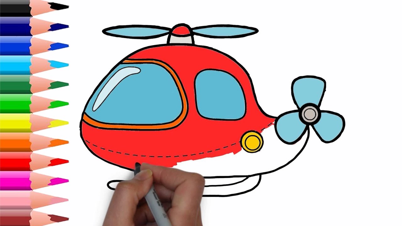 1280x720 Drawing Simple Helicopter Amp Car Transportation For Kids