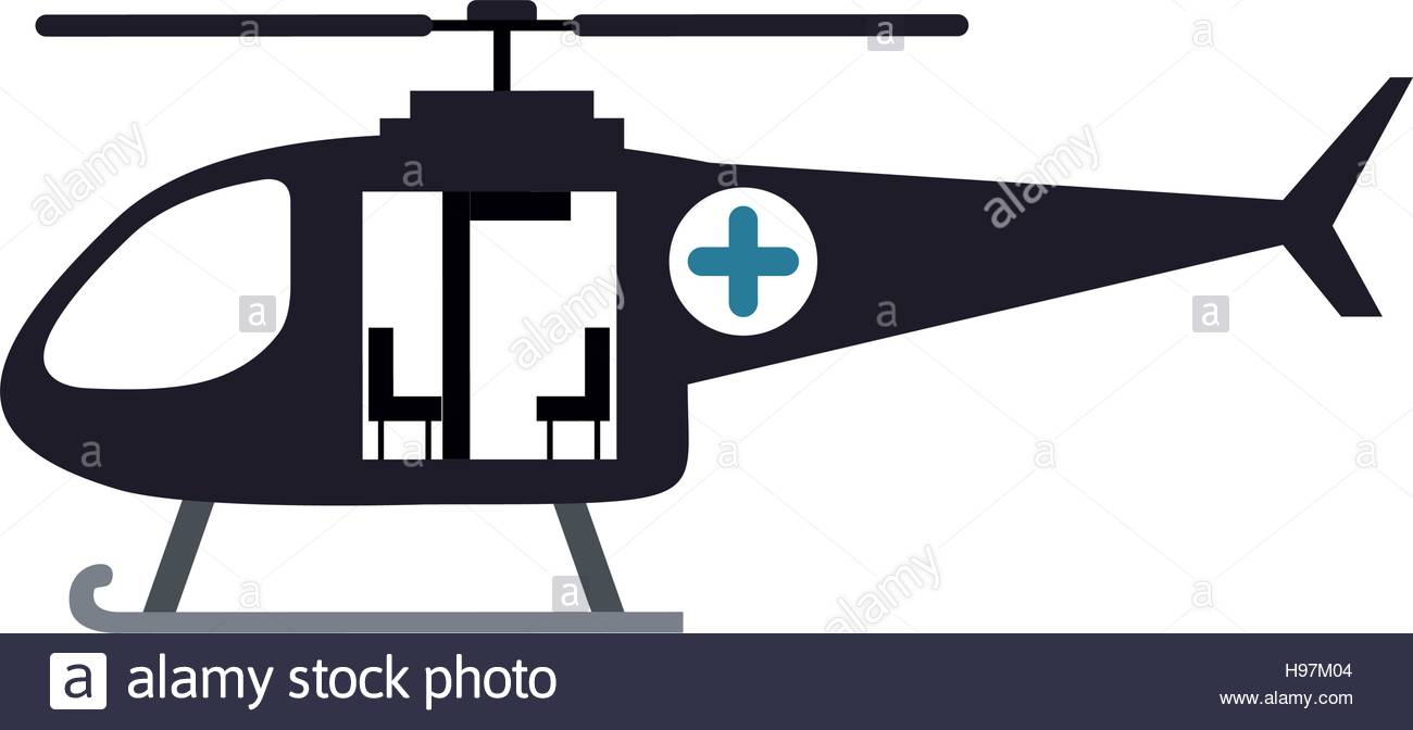 1300x672 Color Silhouette With Rescue Helicopter Vector Illustration Stock