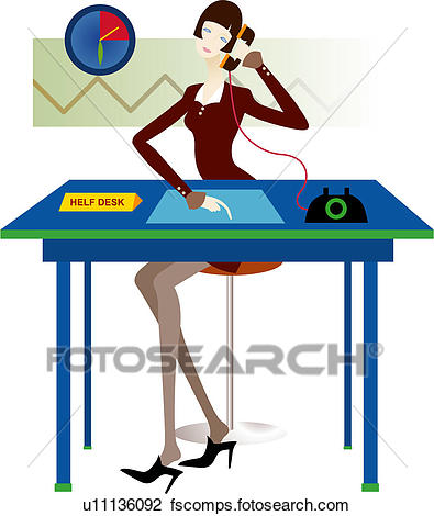395x470 Clip Art Of Lady Working The Help Desk U11136092