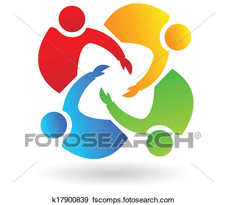 450x405 Clip Art Of Teamwork 4 People Helping Logo K17900839