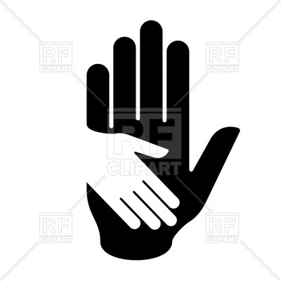 400x400 Black And White Illustration Of Helping Hand Royalty Free Vector