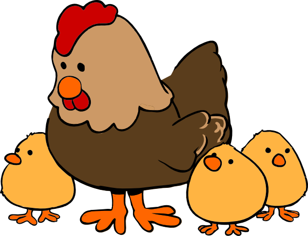 600x461 Hen With Chicks Clip Art