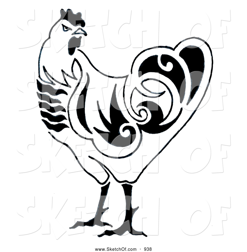 1024x1044 Drawing Of A Black And White Chicken By Loopyland