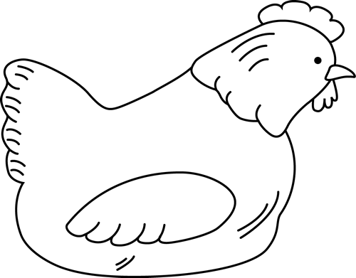500x391 Black And White Hen Clip Art