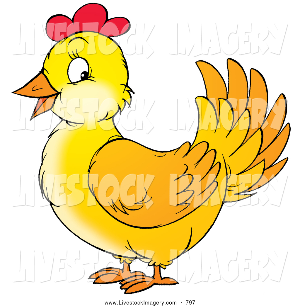 1024x1044 Clip Art Of A Cute Friendly Yellow Chicken Hen With Red On Her