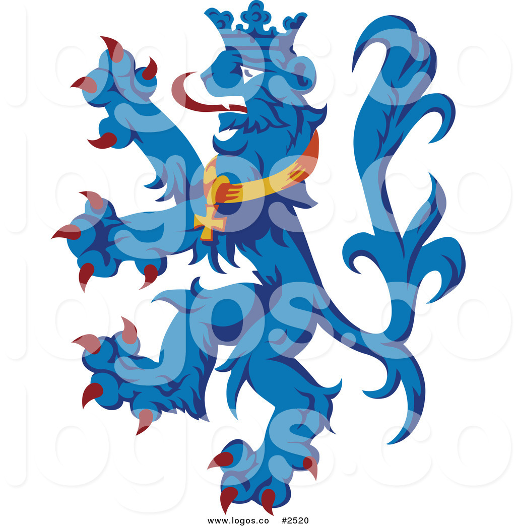 1024x1044 Royalty Free Blue Red And Orange Heraldic Lion Logo By Dero