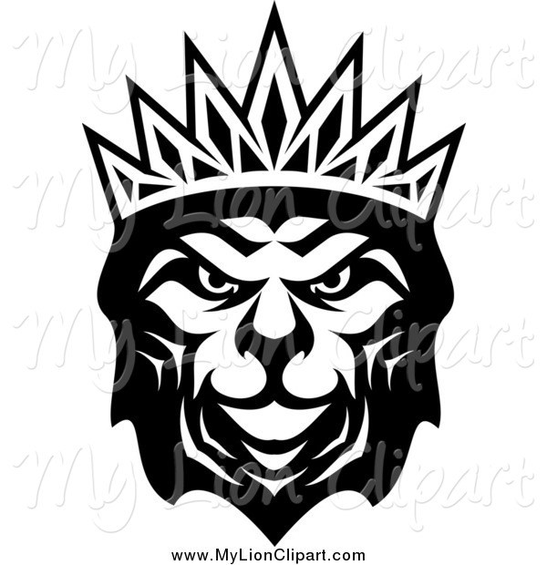 600x620 Clipart Of A Black And White Heraldic Crowned Lion By Vector