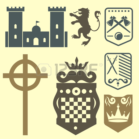 450x450 Heraldic Lion Royal Crest Medieval Knight Eagle Silhouette Vintage