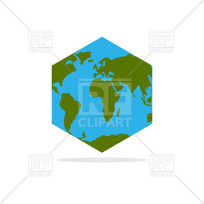 400x400 Hexagon With World Map Royalty Free Vector Clip Art Image
