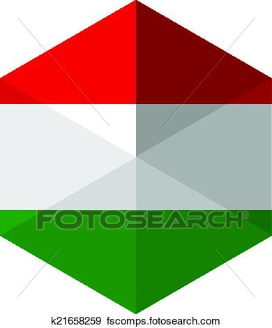 390x470 Clip Art Of Hungary Flag Hexagon Flat Icon Button K21658259
