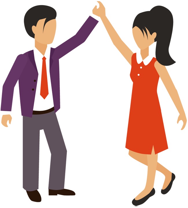 650x720 Cartoon Business Man And Woman Hand Giving High Five 1designshop