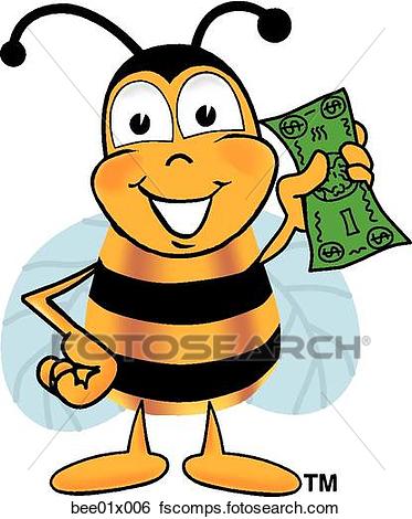 373x470 Clip Art Of Bee With Money Bee01x006