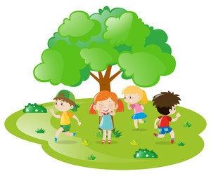 300x251 Kids Playing Hide And Seek In The Park Illustration Royalty Free