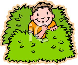 300x250 Colorful Cartoon Of A Boy Playing Hide And Seek In The Bushes