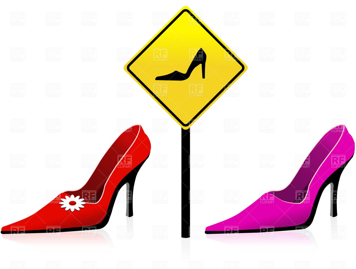 1200x907 Red, High Hill Women Shoes And Female Sign Royalty Free Vector