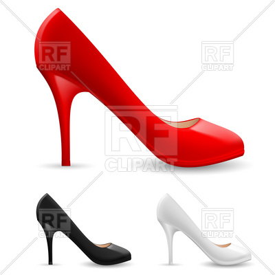 400x400 Red, Black And White High Heel Women Shoes Royalty Free Vector