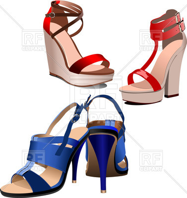 377x400 Stylish Female High Heeled Shoes Royalty Free Vector Clip Art