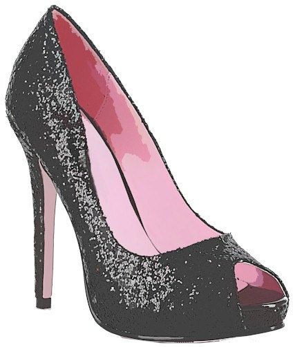 424x502 Glittery Sparkly Black High Heel Womans Shoe Clip Art Digital