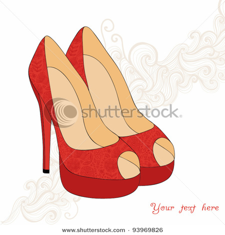 450x470 Of A Pair Of Red High Heel Shoes In A Vector Clip Art Illustration