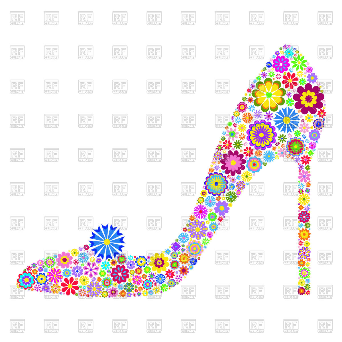 1200x1200 Floral Shoe On High Heel Royalty Free Vector Clip Art Image