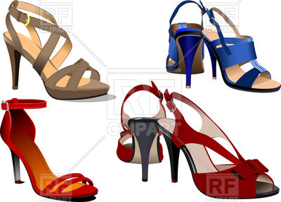 400x288 Fashion Women High Heel Shoes And Sandals Royalty Free Vector Clip