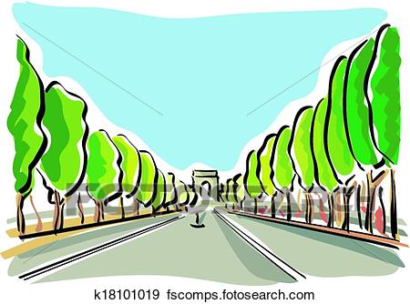450x334 Clip Art Of Paris (Champs Elysees) K18101019