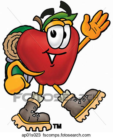 385x470 Clipart Of Apple Hiking Ap01s023