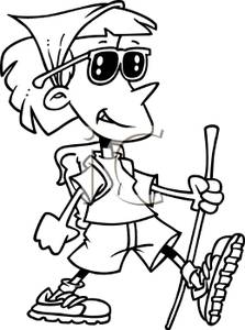 223x300 Black And White Image Of A Woman Hiking