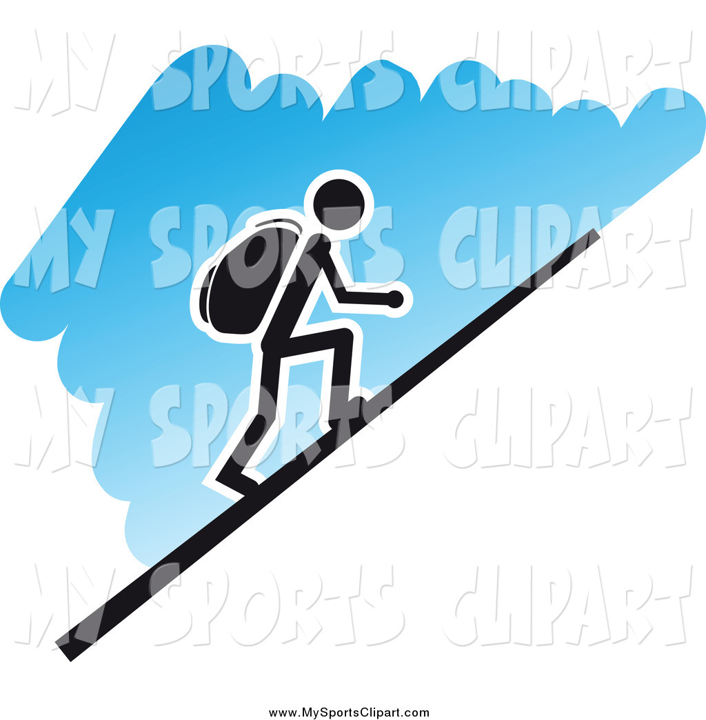 1024x1044 Sports Clip Art Of A Hiker Going Up A Steep Hill, Over Blue By