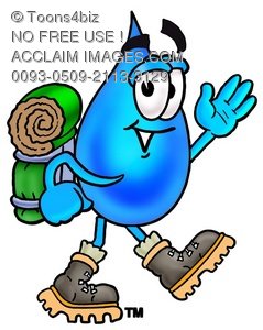 239x300 Clip Art Illustration Of A Waterdrop Cartoon Character Hiking