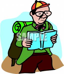 261x300 Nerdy Man Reading A Map While Hiking Clipart Picture
