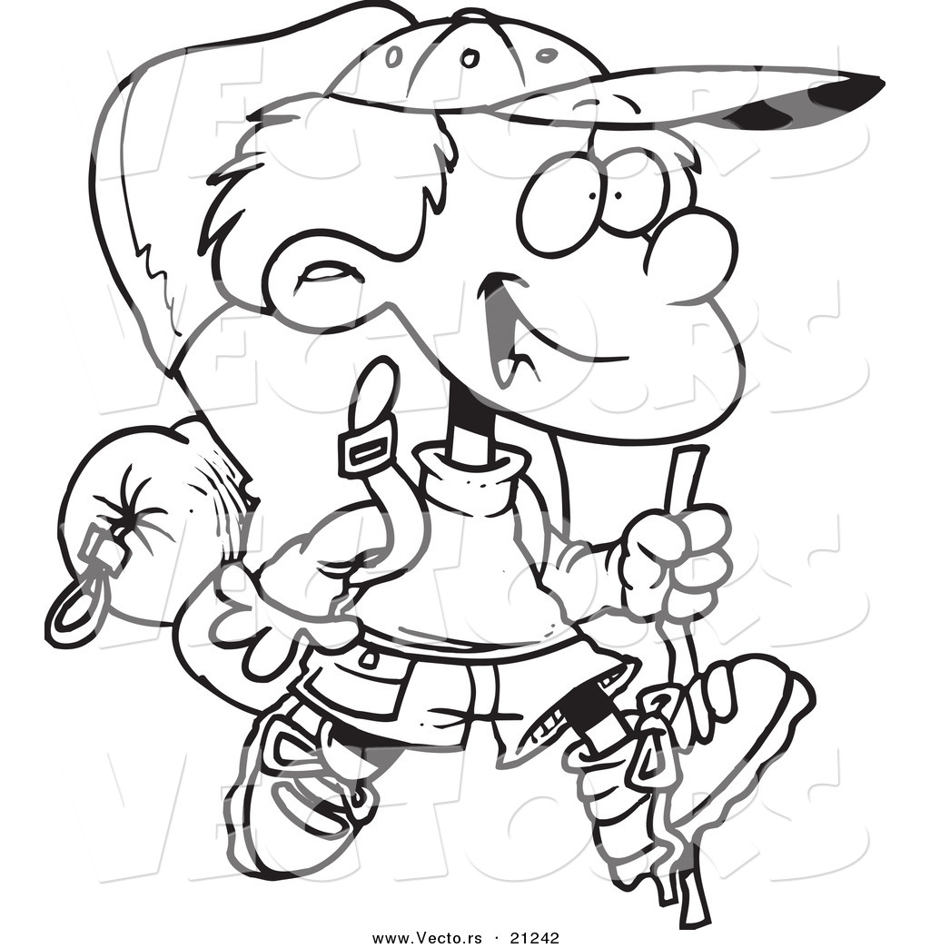 1024x1044 Vector Of A Cartoon Hiking Boy With Camping Gear