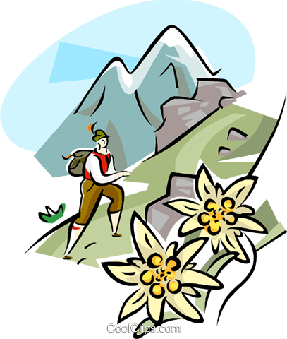 407x480 Hiking In The Alps Royalty Free Vector Clip Art Illustration
