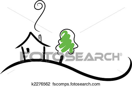 450x296 Clipart Of House On A Hill K2276562