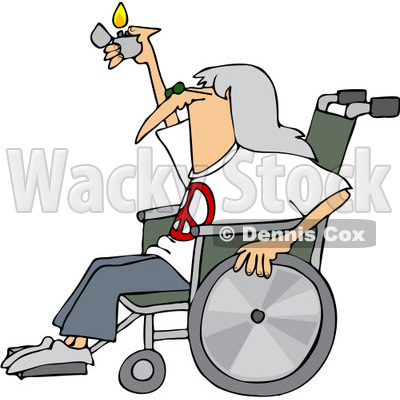 400x400 Free (Rf) Clip Art Illustration Of A Hippie Man In A Wheelchair