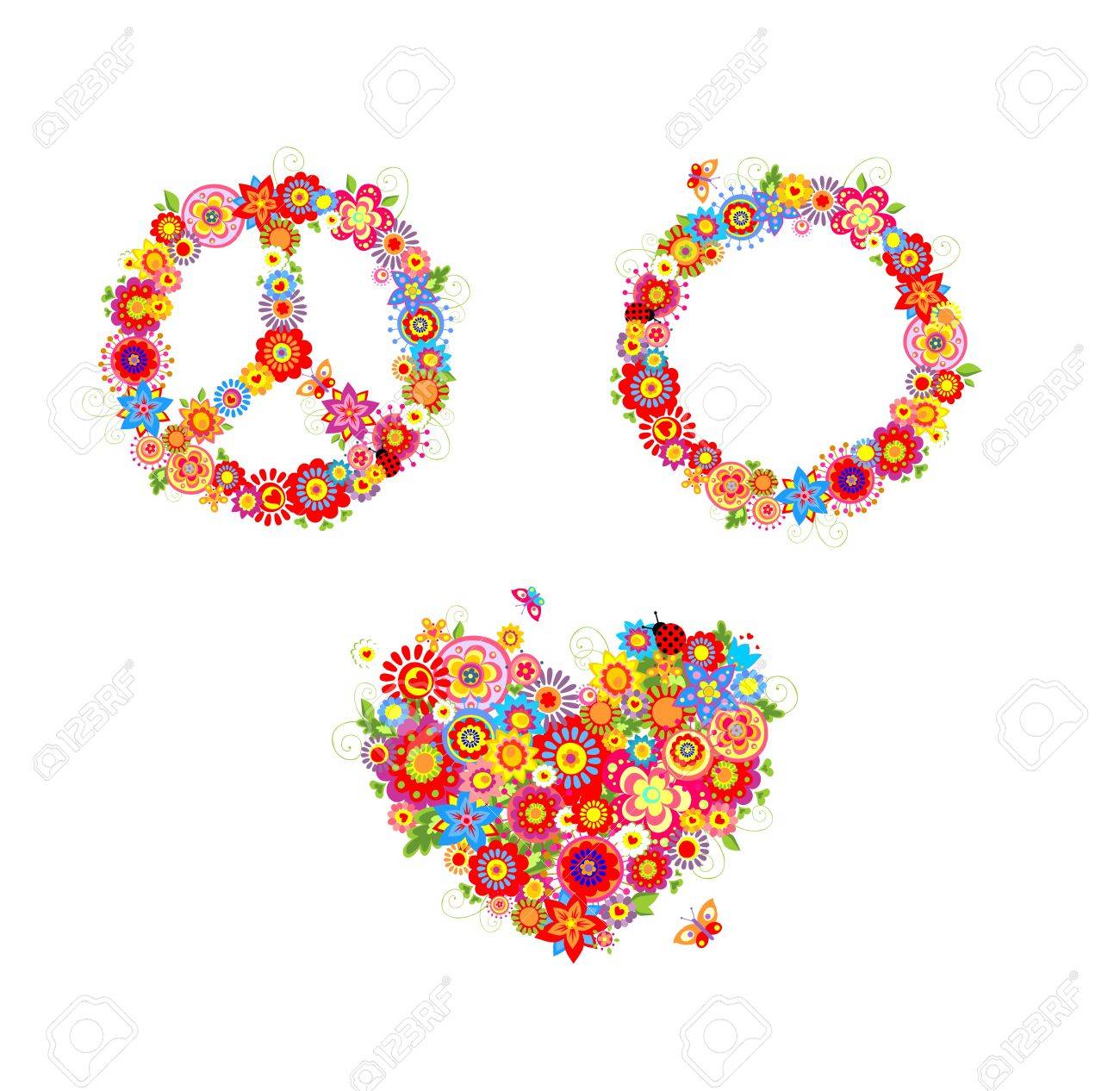 1300x1266 Hippie Flowers Royalty Free Cliparts, Vectors, And Stock