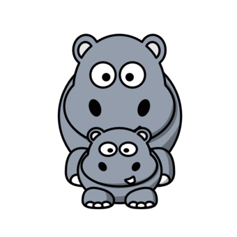 340x340 Hippo Clipart Mother And Baby