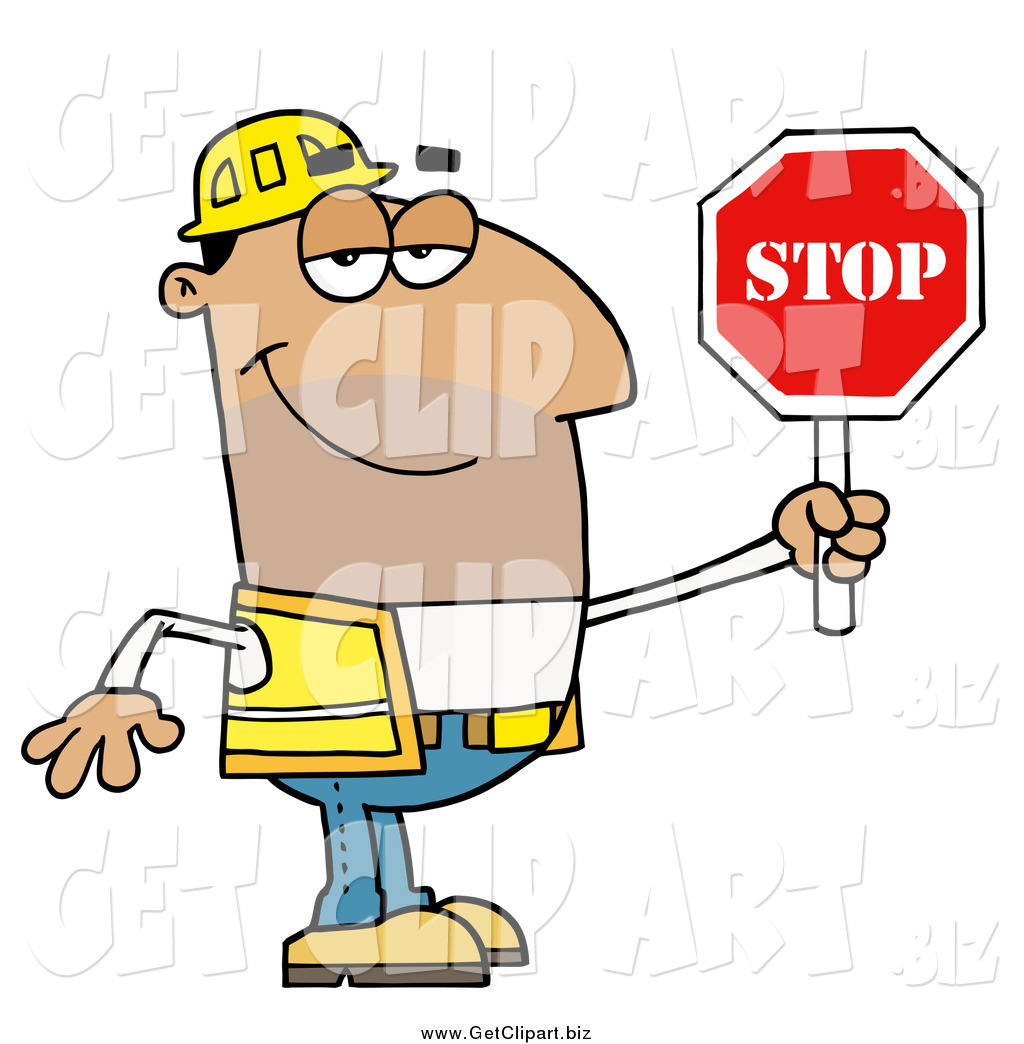1024x1044 Clip Art Of A Male Hispanic Traffic Director Holding A Stop Sign