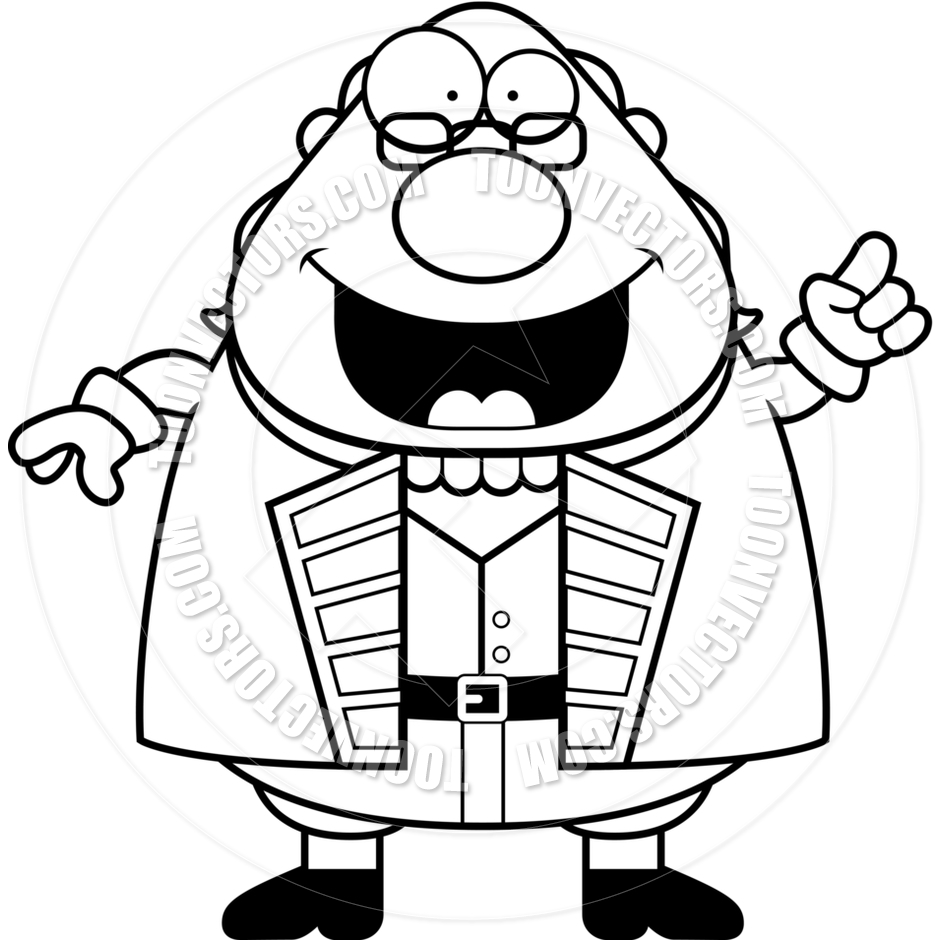 940x940 Cartoon Ben Franklin Idea (Black And White Line Art) By Cory